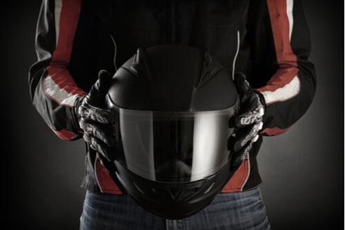 motorcyclist with helmet