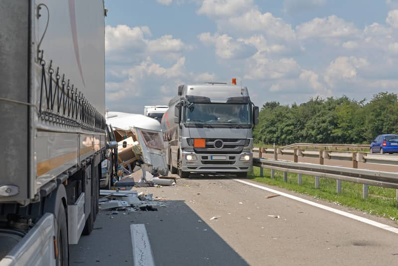 Truck accident on road