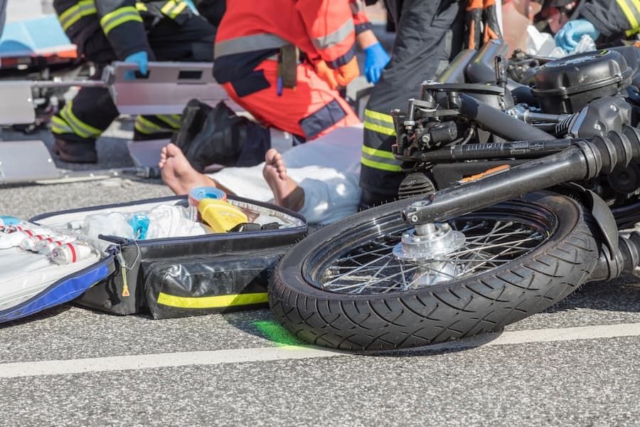 motorcycle driver injured in accident