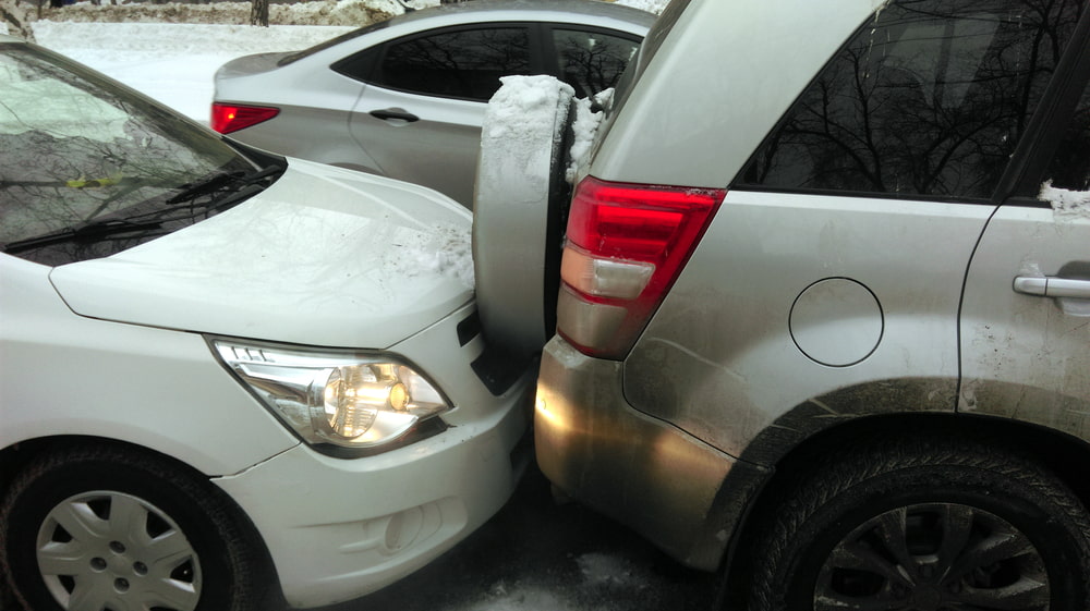 rear end car accident close up