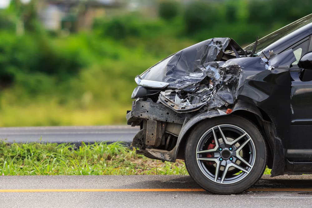 Car wreck on road