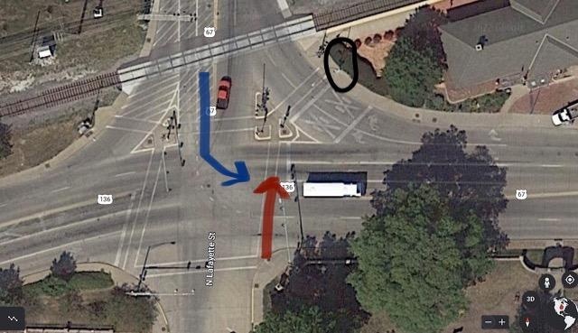 birdeye view of an intersection where pedestrian accident occurred