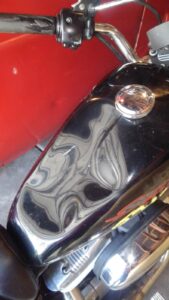 Motorcycle damaged after accident