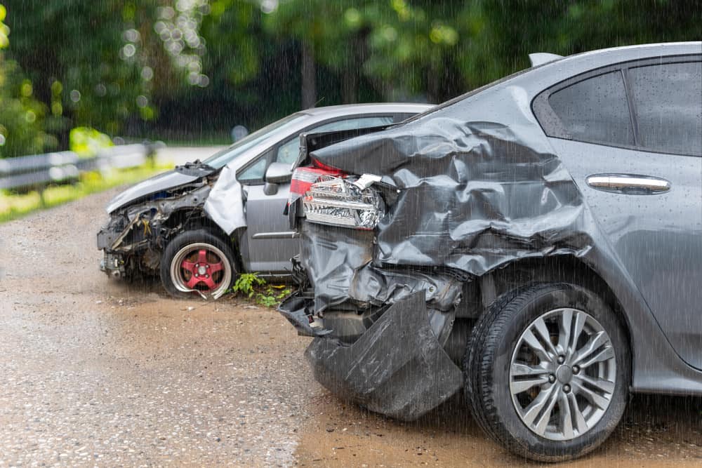 Car accident caused by bad weather