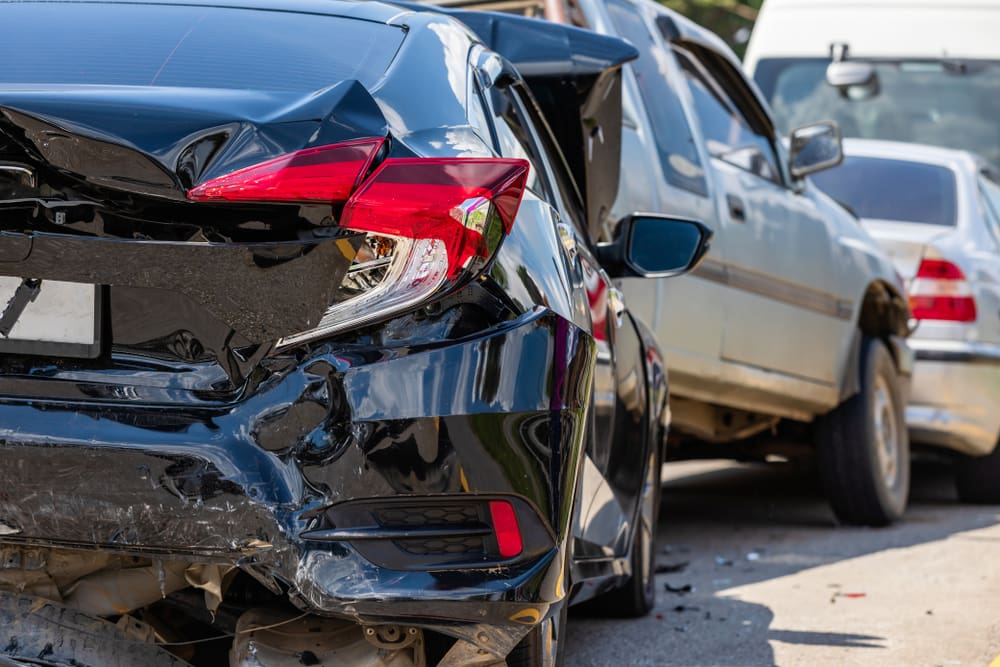 Rear end accident on road