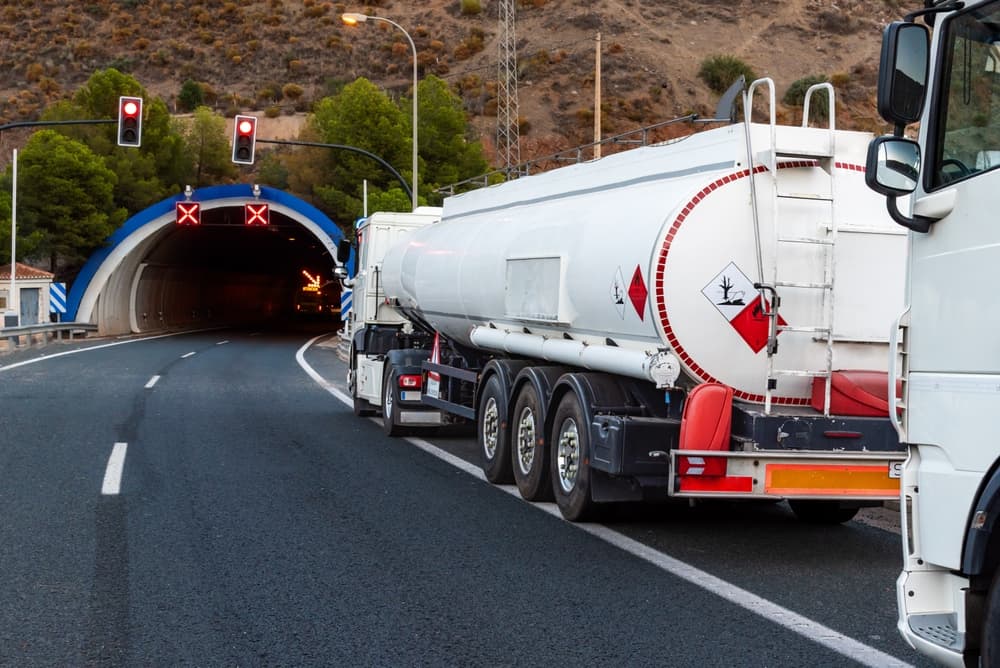 Fuel truck parked on the side of the road