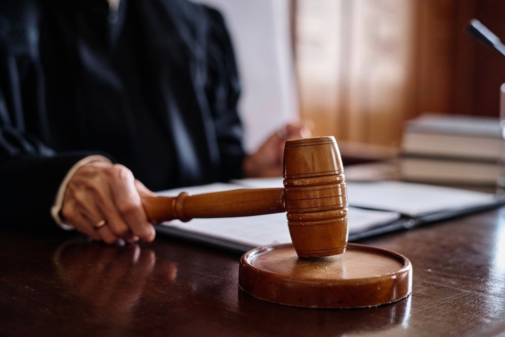 Judge passing sentence after trial