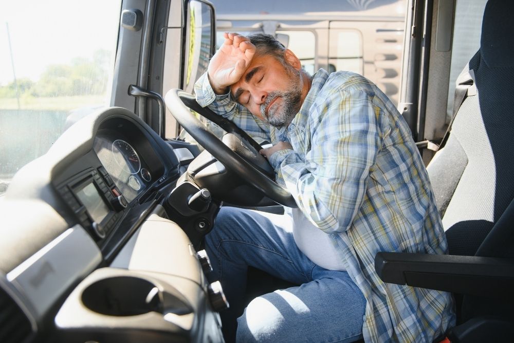 Truck driver falls asleep at the wheel